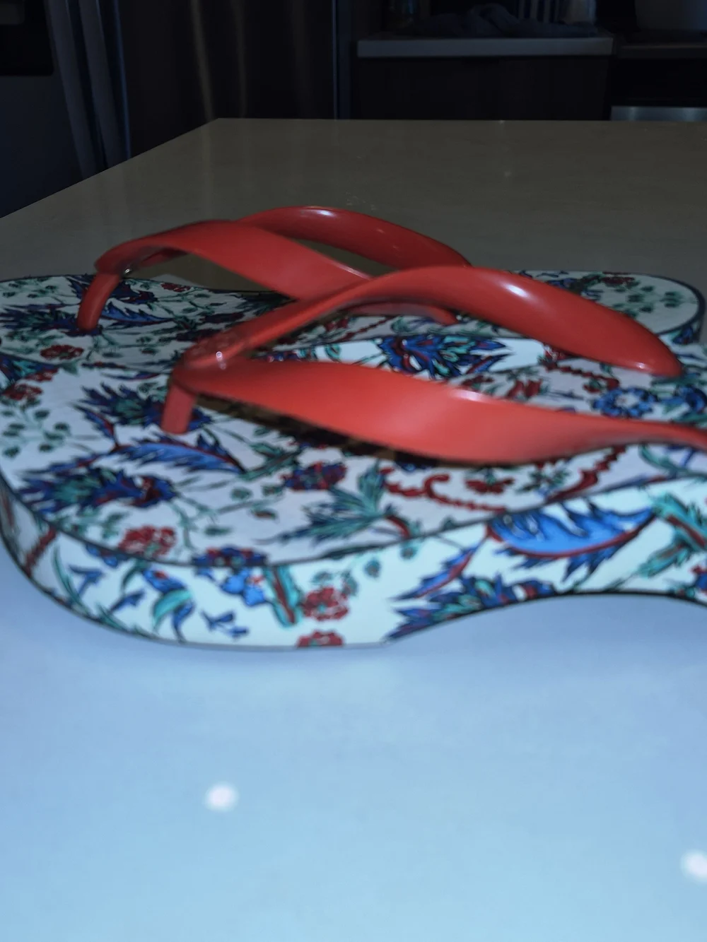 Tory Burch Red Floral Printed Flip-Flop Eva Sandals Size 5